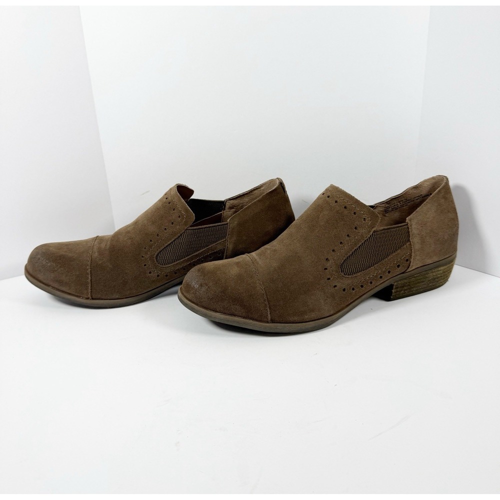 Korks Gertrude Brown Suede Slip On Loafers Shootie Bootie Low Block Heel Sz 11M